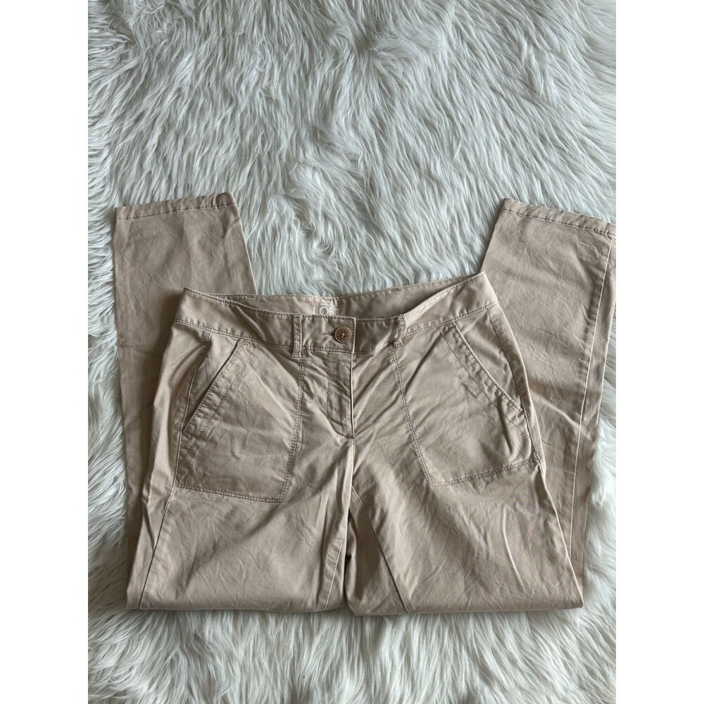 ANN TAYLOR LOFT SIZE 4 BLUSH RELAXED SKINNY CROPPED KHAKIS PANTS